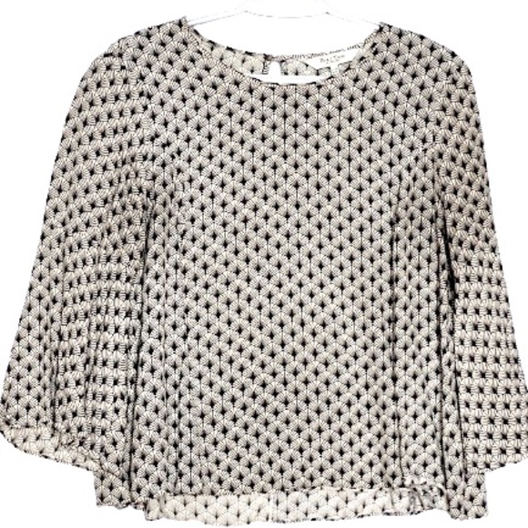 PART TWO Garzia Beige & Black Floral Print 3/4 Trumpet Sleeve Summer Blouse Sz36 - Picture 4 of 10